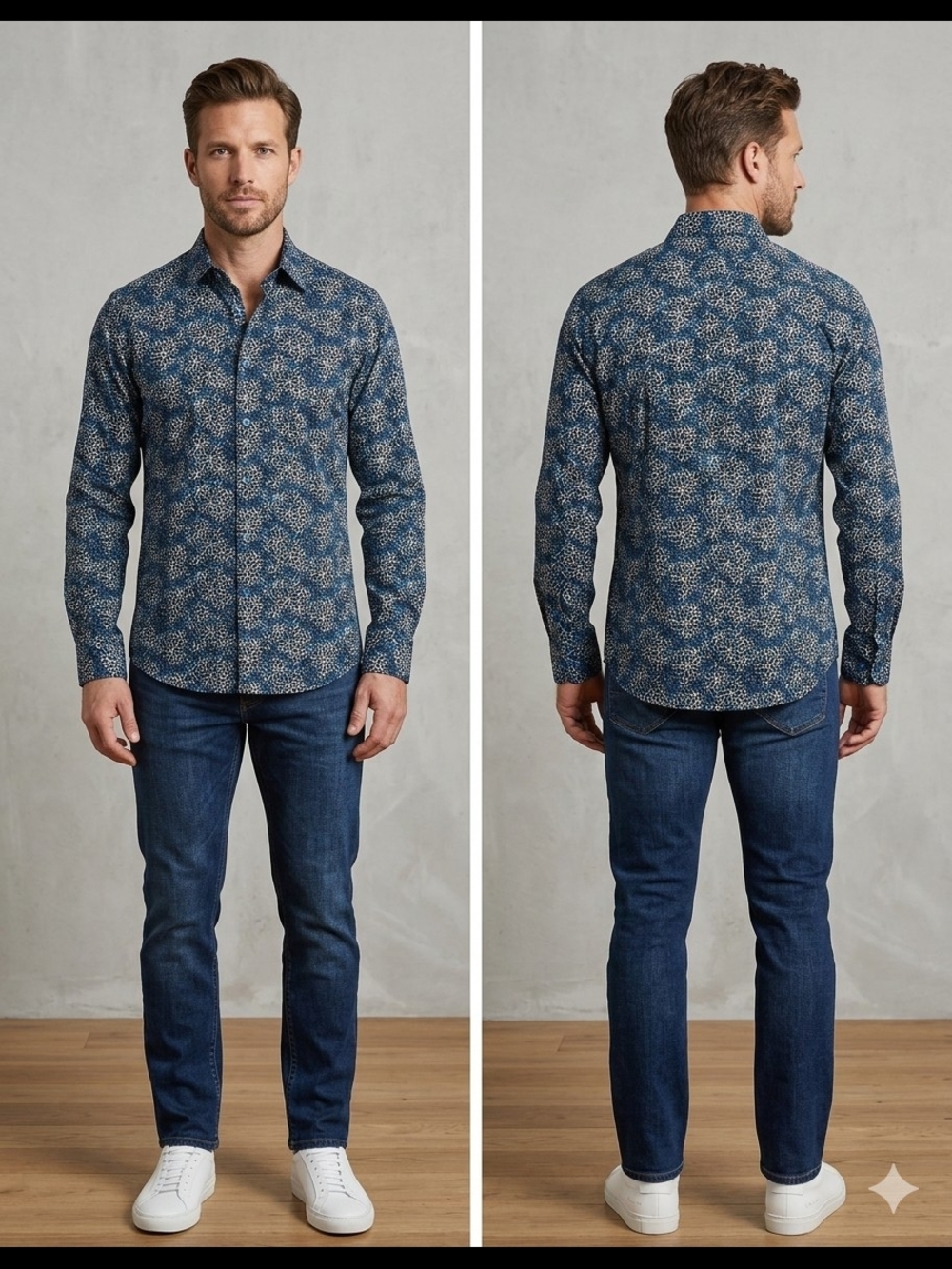 Robert Graham Black, Blue & Gold Floral Embroidered Shirt